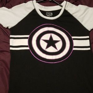 Purple Black Captain America Marvel Ladies Shirt